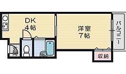 中村十番館 1Kの間取図画像