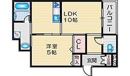 シャーメゾン中総持寺町 1LDKの間取図画像