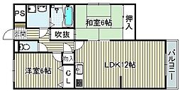 第6マーブルハイツ 2LDKの間取図画像