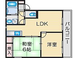 ラクシュミー鳥飼H棟 2LDKの間取図画像
