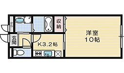 アンプルールクラージュウエストヒルズ 1Kの間取図画像