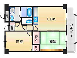 ロアジール西口 2LDKの間取図画像