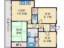 グレイスコート千里丘 3LDKの間取図画像