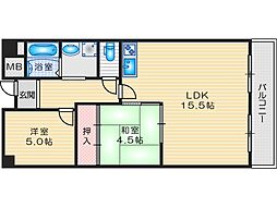 高槻センチュリーマンション 2LDKの間取図画像