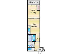 フジパレス茨木東宮町 1LDKの間取図画像