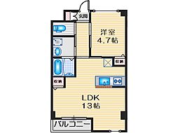 アヴァンス南安威 1LDKの間取図画像