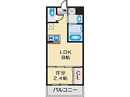リアコート千里2 NORTH 1LDKの間取図画像