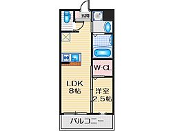 リアコート千里2 NORTH 1LDKの間取図画像