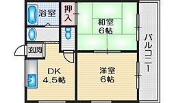 ピュアハイツ 2DKの間取図画像