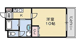パーシモン茨木 1Kの間取図画像
