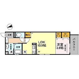 レストバル上泉 1LDKの間取図画像