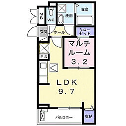 プラシード上泉 1LDKの間取図画像