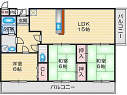 グランドール山口 3LDKの間取図画像