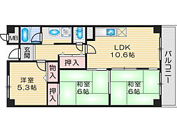 ソレイユ茨木北 3LDKの間取図画像