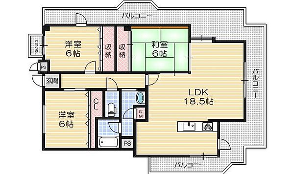 ロイヤル南茨木 ｜大阪府茨木市天王2丁目(賃貸マンション3LDK・4階・93.73㎡)の写真 その2