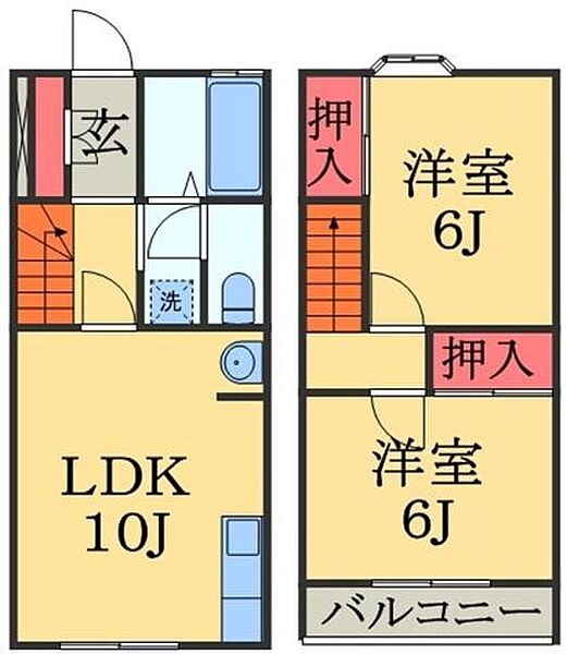 千葉県千葉市稲毛区山王町(賃貸テラスハウス2LDK・2階・54.64㎡)の写真 その2