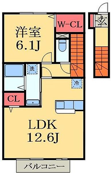 千葉県佐倉市栄町(賃貸アパート1LDK・2階・47.54㎡)の写真 その2