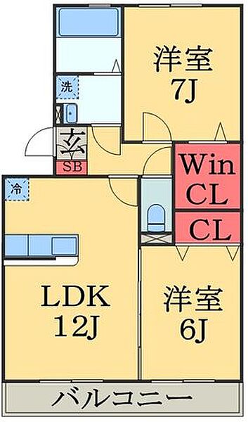 千葉県千葉市若葉区貝塚１丁目(賃貸アパート2LDK・3階・58.03㎡)の写真 その2