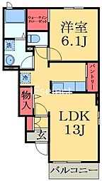 スローフォレストI 1階1LDKの間取り
