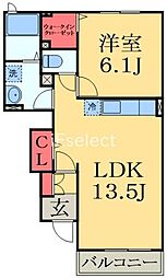 ウィッシュB 1LDKの間取図画像