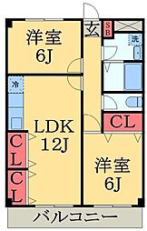 グランデュール麻衣1 2LDKの間取図画像