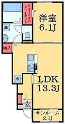 八街市八街にアパート 1LDKの間取図画像