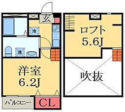SQUARE1 1Kの間取図画像