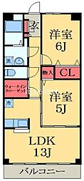 エクセレントヒル2 2LDKの間取図画像