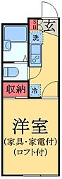レオパレスアベニューコート2 1Kの間取図画像