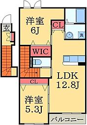 シュターク 2LDKの間取図画像