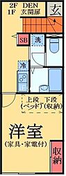 レオパレスラレーブ 1Kの間取図画像