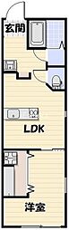 Like作草部2nd 1LDKの間取図画像