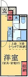 レオパレスマメゾン 1Kの間取図画像