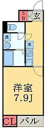 サンライズステージ 1Kの間取図画像