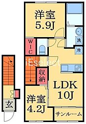ソル・ルーベル 2LDKの間取図画像