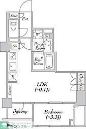 小田急小田原線 千歳船橋駅 徒歩8分の賃貸マンション 1階1LDKの間取り