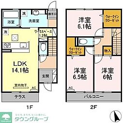 東急田園都市線 溝の口駅 バス5分 森林公園前バス停下車 徒歩5分の賃貸アパート 2階3LDKの間取り