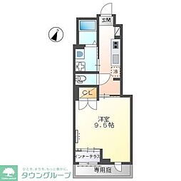 東急田園都市線 二子玉川駅 バス9分 鎌田停下車 徒歩4分の賃貸アパート 1階1Kの間取り