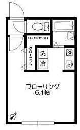 東急田園都市線 三軒茶屋駅 徒歩9分の賃貸マンション 2階1Kの間取り
