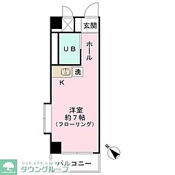 東急田園都市線 駒沢大学駅 徒歩3分の賃貸マンション 2階ワンルームの間取り