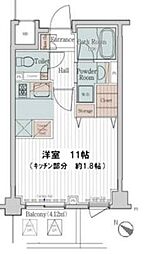 カスタリア三宿 ワンルームの間取図画像
