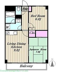 愛馬事公苑 2LDKの間取図画像