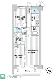 アビティグランデ砧 2LDKの間取図画像