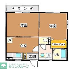 オテル.ドゥ.ビレ.本橋 2DKの間取図画像
