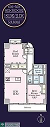 THE MANOR EXELSIOR 2LDKの間取図画像