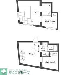 EXAM中目黒 2LDKの間取図画像