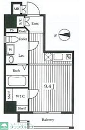 アーバイル三軒茶屋 ワンルームの間取図画像