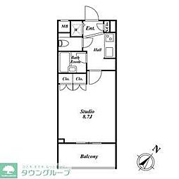 SPACIA三軒茶屋弐番館 1Kの間取図画像