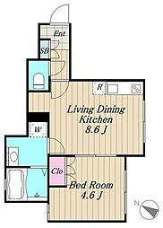 エルミタージュ 1LDKの間取図画像