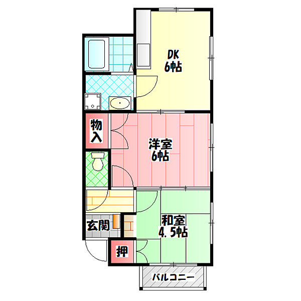 清流ハイツ ｜大阪府門真市本町(賃貸アパート2DK・2階・37.00㎡)の写真 その2